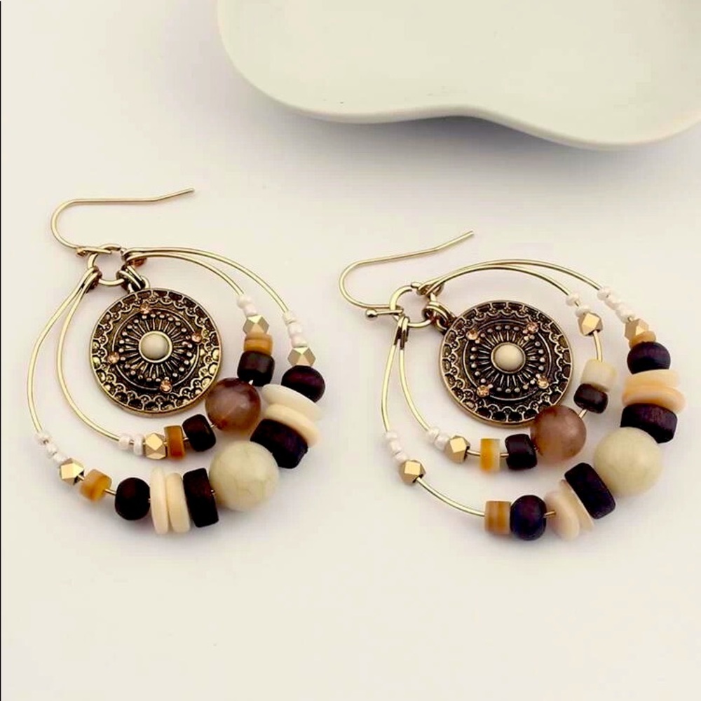 Geo Beaded Drop Earrings